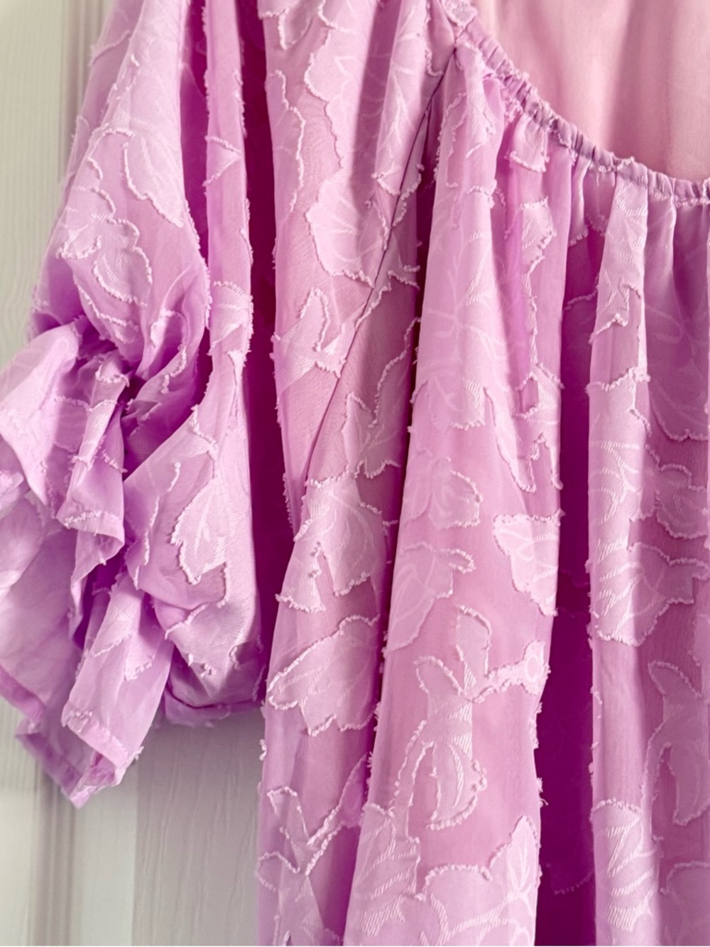 Umgee Lavender Puff-Sleeve Peasant Blouse - Picture 7 of 10